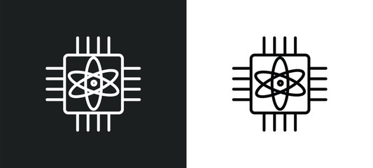 Wall Mural - quantum computing line icon in white and black colors. quantum computing flat vector icon from quantum computing collection for web, mobile apps and ui.