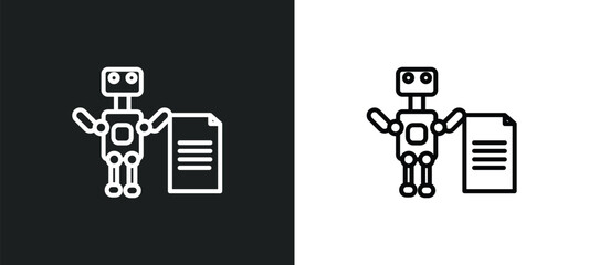 Poster - laws of robotics line icon in white and black colors. laws of robotics flat vector icon from laws of robotics collection for web, mobile apps and ui.