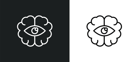 Poster - rearview mirror line icon in white and black colors. rearview mirror flat vector icon from rearview mirror collection for web, mobile apps and ui.