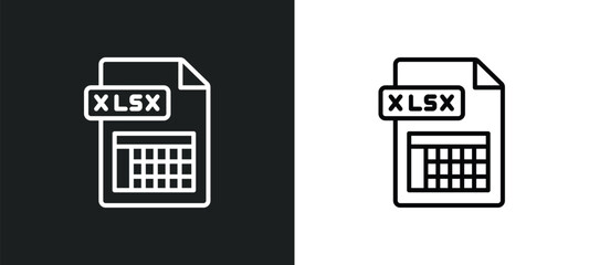 Poster - xlsx line icon in white and black colors. xlsx flat vector icon from xlsx collection for web, mobile apps and ui.