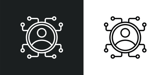 Poster - users line icon in white and black colors. users flat vector icon from users collection for web, mobile apps and ui.