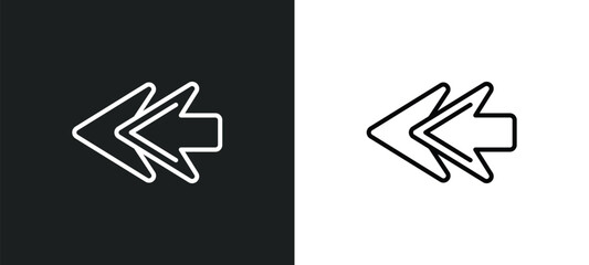 Poster - rewind line icon in white and black colors. rewind flat vector icon from rewind collection for web, mobile apps and ui.