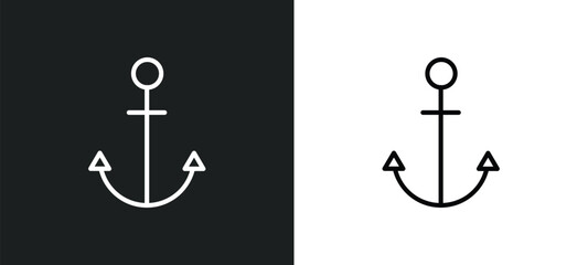 Poster - naval line icon in white and black colors. naval flat vector icon from naval collection for web, mobile apps and ui.