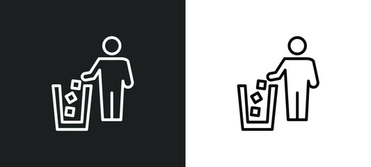 Wall Mural - litter line icon in white and black colors. litter flat vector icon from litter collection for web, mobile apps and ui.