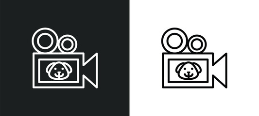 Poster - documentary line icon in white and black colors. documentary flat vector icon from documentary collection for web, mobile apps and ui.