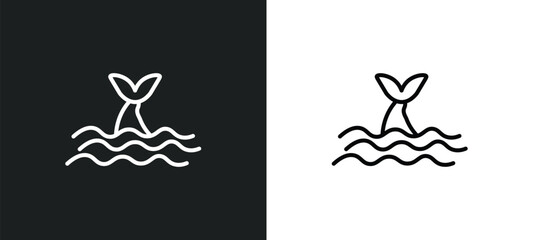 whale zone line icon in white and black colors. whale zone flat vector icon from whale zone collection for web, mobile apps and ui.