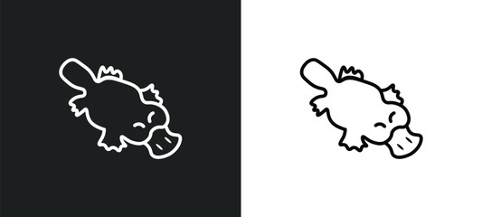 Wall Mural - platypus line icon in white and black colors. platypus flat vector icon from platypus collection for web, mobile apps and ui.
