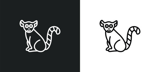 Poster - lemur line icon in white and black colors. lemur flat vector icon from lemur collection for web, mobile apps and ui.