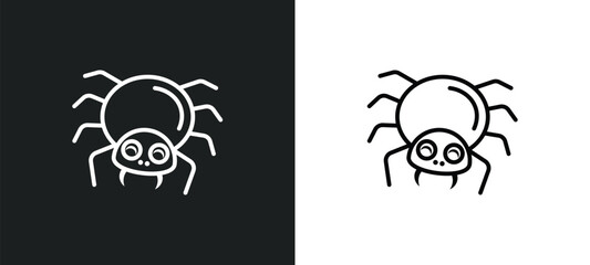 Poster - spider line icon in white and black colors. spider flat vector icon from spider collection for web, mobile apps and ui.