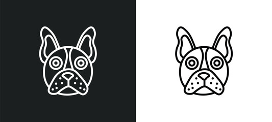 Wall Mural - bulldog line icon in white and black colors. bulldog flat vector icon from bulldog collection for web, mobile apps and ui.