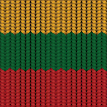 Flag of Lithuania on a braided rop.