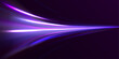 © Vitalii - Speedy neon light trails made with ultra violet and blue laser light. High speed effect motion blur night lights. semicircular wave, light trail curve swirl, incandescent optical fiber png vector.