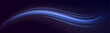 Dynamic translucent soft gradient stream motion. Violet neon color wave. Blue glowing shiny lines effect vector background. Light trail wave, fire path trace line and incandescence curve twirl.	