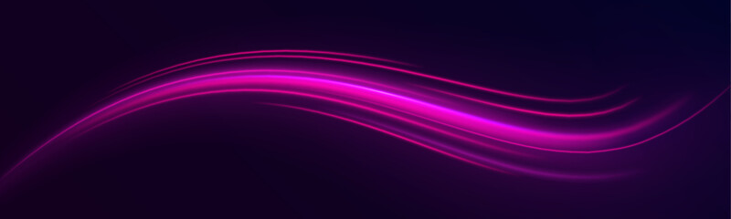 Wall Mural - Vector colorful light trail circle. Color neon glowing fire ring trail. Round wave line glitter bokeh with sparkling light. Bokeh glitter round wave flying sparkling flares.	