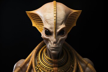 Sci-fi Rendition of Ancient Egyptian King: Concept for UFO Interactions with Ancient Cultures, Mysterious Historical Mysteries, and Science Fiction Legends. Generative AI