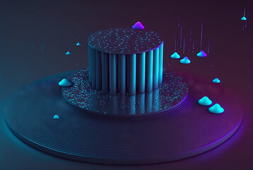 Aufkleber - Big data abstract concept with data clusters collected by server. Digital sorting and management concept. Generated AI.