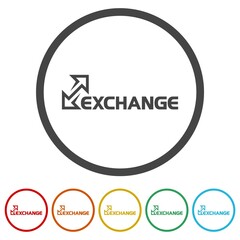 Poster - Exchange word arrows icon. Set icons in color circle buttons