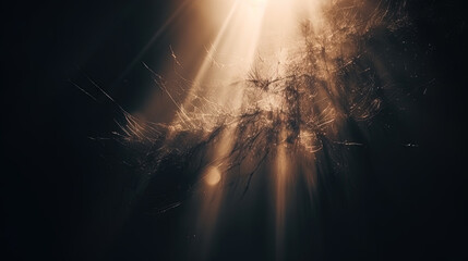 Aufkleber - Dust rays background. God rays in the textured air. Generated AI.