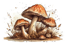 Mushroom Mycelium Stock Illustrations Clipart And Roya Vector Illustration Painting White Background.