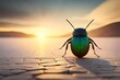 beetle on the ground at the time of sunset