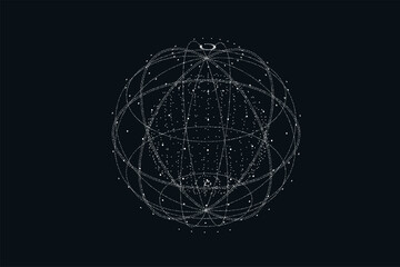 vector circle technology concept big data with dots. 3d abstract network chaos for poster, website, 