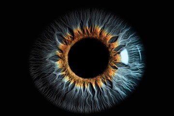 Abstract blue eye with space. An human eye on black background. generative ai