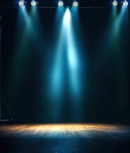 Lights On Stage. Spotlight Shines On The Stage. Spot Lighting On The Stage. Generative Ai