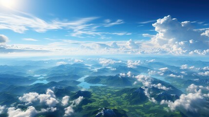 aerial view of clouds and landscape Generative AI