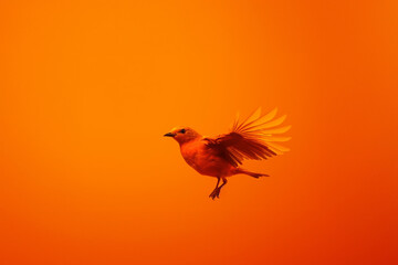orange bird flying