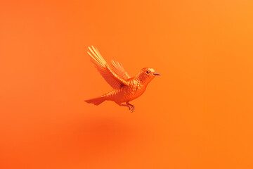 orange bird flying