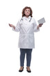 © ASDF - in full growth. female doctor with a digital tablet.