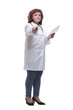 © ASDF - in full growth. female doctor with a digital tablet.