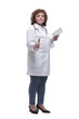 © ASDF - in full growth. female doctor with a digital tablet.