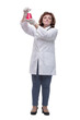 © ASDF - in full growth. a female therapist holds a laboratory flask