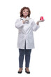© ASDF - in full growth. a female therapist holds a laboratory flask