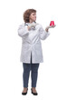 © ASDF - in full growth. a female therapist holds a laboratory flask