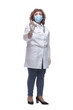 © ASDF - in full growth. serious doctor in a protective mask