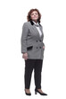© ASDF - in full growth. Mature woman in a fashionable checked jacket.