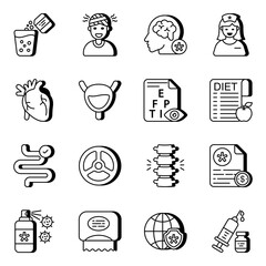 Wall Mural - Set of Medical Equipment Linear Icons

