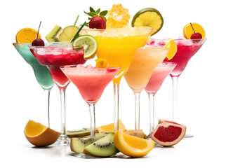 Tropical cocktails isolated on transparent background