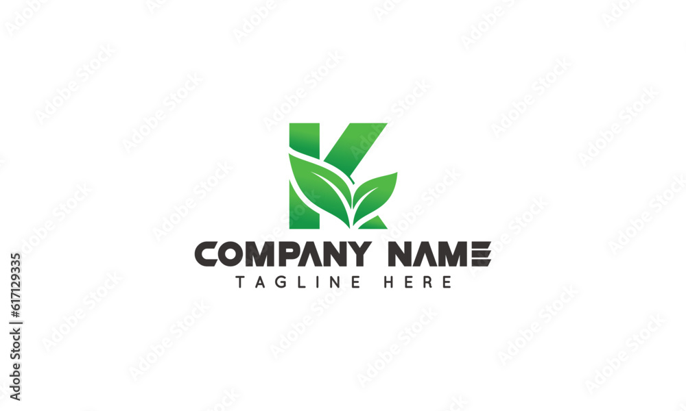 Eco friendly letter logo design in adobe illustrator. K green leaf ...