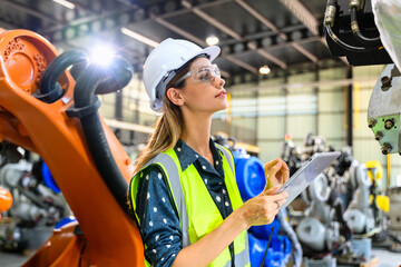 Wall Mural - Business owner engineer managing and checking work at factory