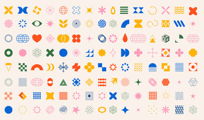 abstract geometric shapes, brutalism forms, memphis geometric elements. trendy minimalist basic figu