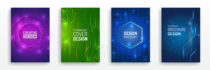 Fototapete - Brochure digital template. Abstract digital certificate, high-tech layout for presentation medicine and science. Modern posters are suitable for business webinars. Contemporary technology cover design