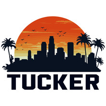 Tucker Skyline Silhouette. Black Tucker West Virginia WV City Design Isolated On White Background