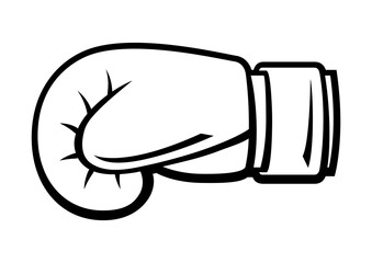 Boxing glove illustration. Box club item. Sport object in cartoon style.