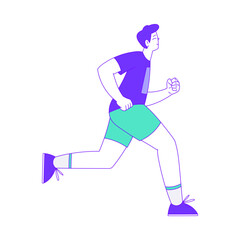 Canvas Print - Happy Man Character Running Sport Marathon Vector Illustration