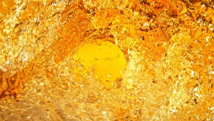 Poster - Texture of splashing whiskey surface, tunnel shape.