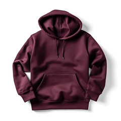 maroon hoodie mockup on white background ,generative ai