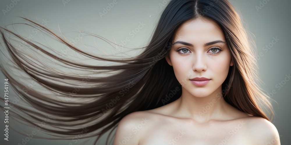 Beautiful fashionable girl with long straight hair in a jacket. Girl in ...
